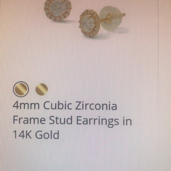 14K Gold 4mm Cubic Zirconia Frame Stud Earrings (pair) - Picture 5 of 5